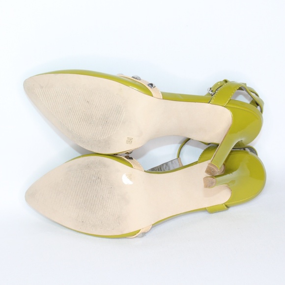 Sole Society Avocado Green Silver Studded Heels - Picture 7 of 8